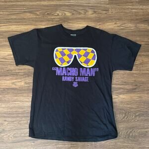 WWE Macho Man Randy Savage Sunglasses Graphic Tee Black Size L
